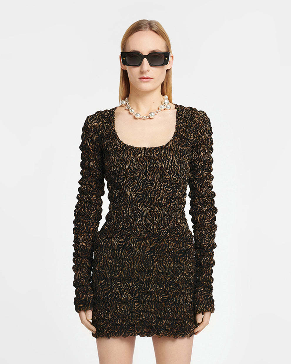 Nanushka Frensi Zebra-print Dress In Black
