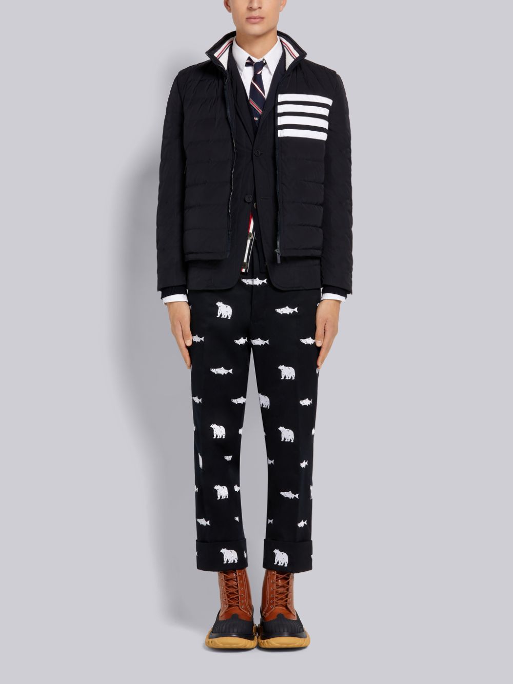 Thom Browne 4-bar Motif Puffer Gilet In Black