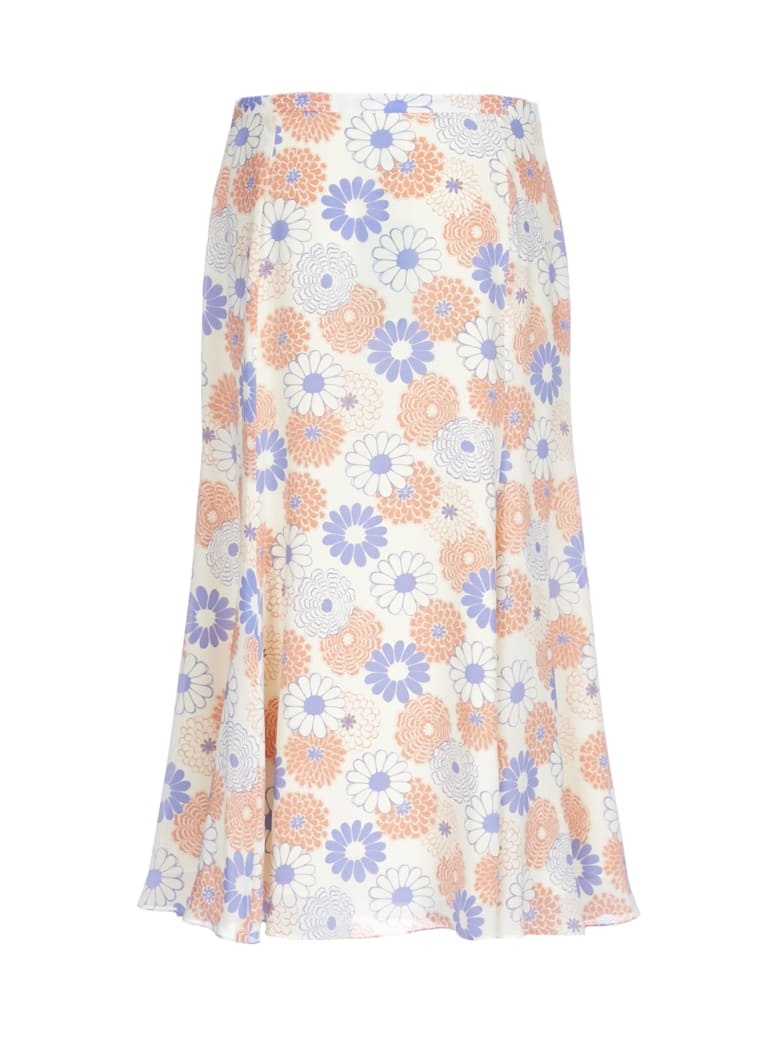 Kenzo Floral-print Midi Skirt In White