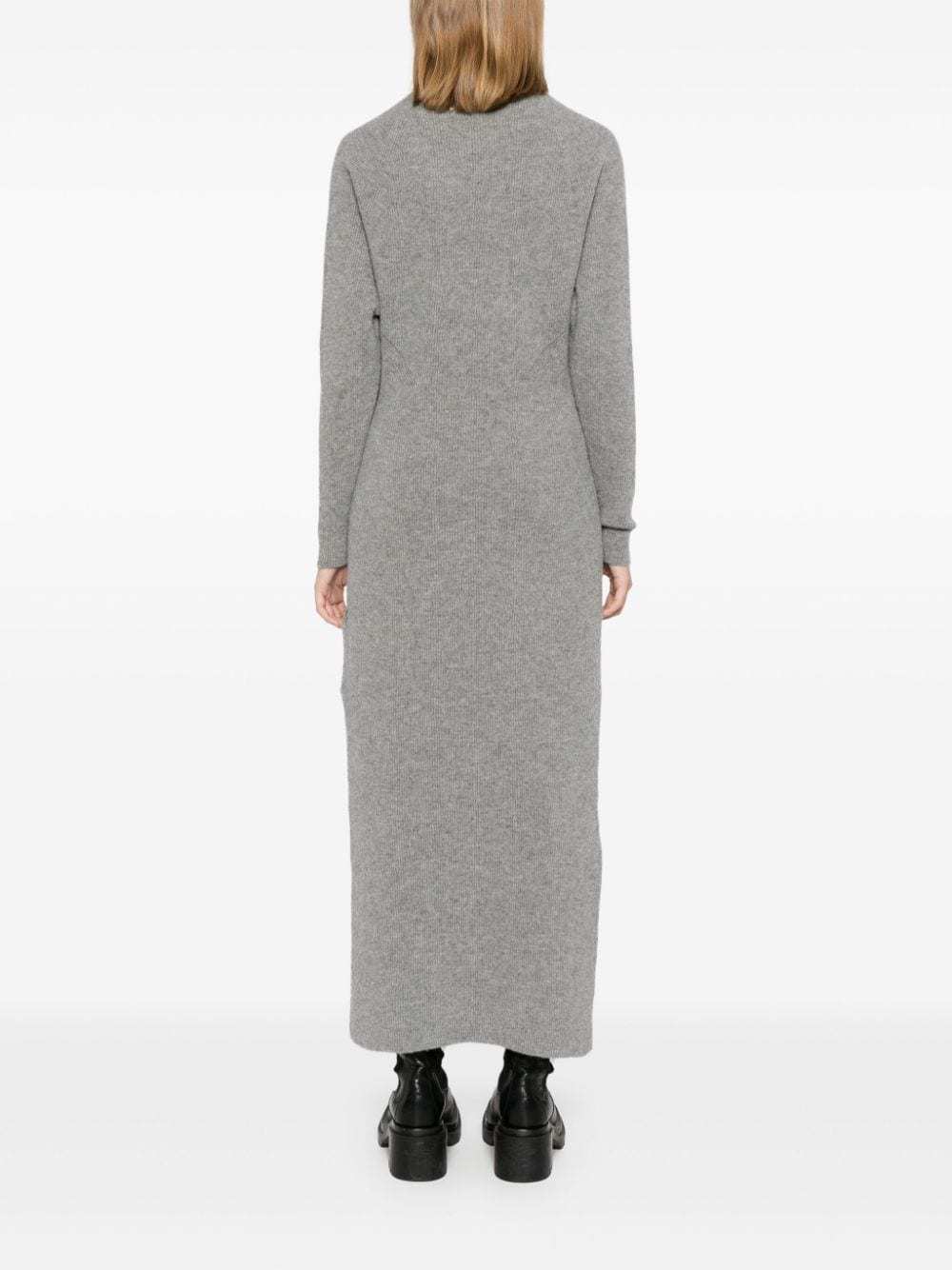 Shop Golden Goose Ribbed-knit Knitted Dress In Gray