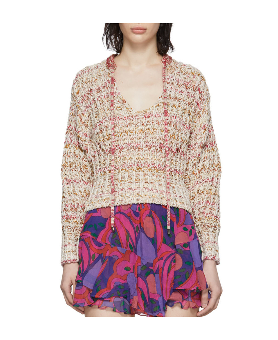 Isabel Marant Andrea Open-knit Tie-neck Sweater In Nude