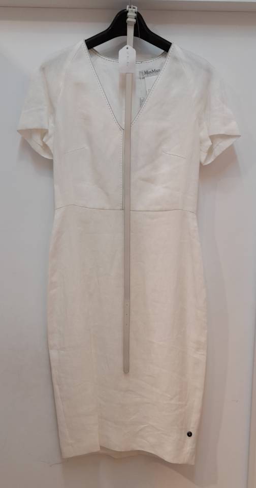 Max Mara V-neck Short Sleeve Dress In Neutral