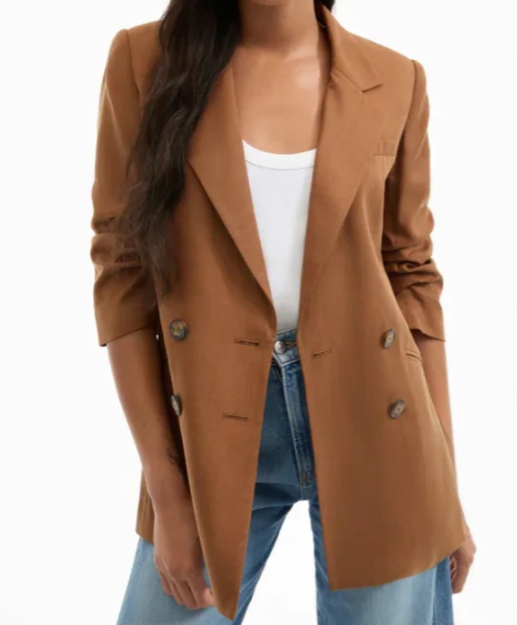 Veronica Beard Rupert Double-breasted Blazer In Orange