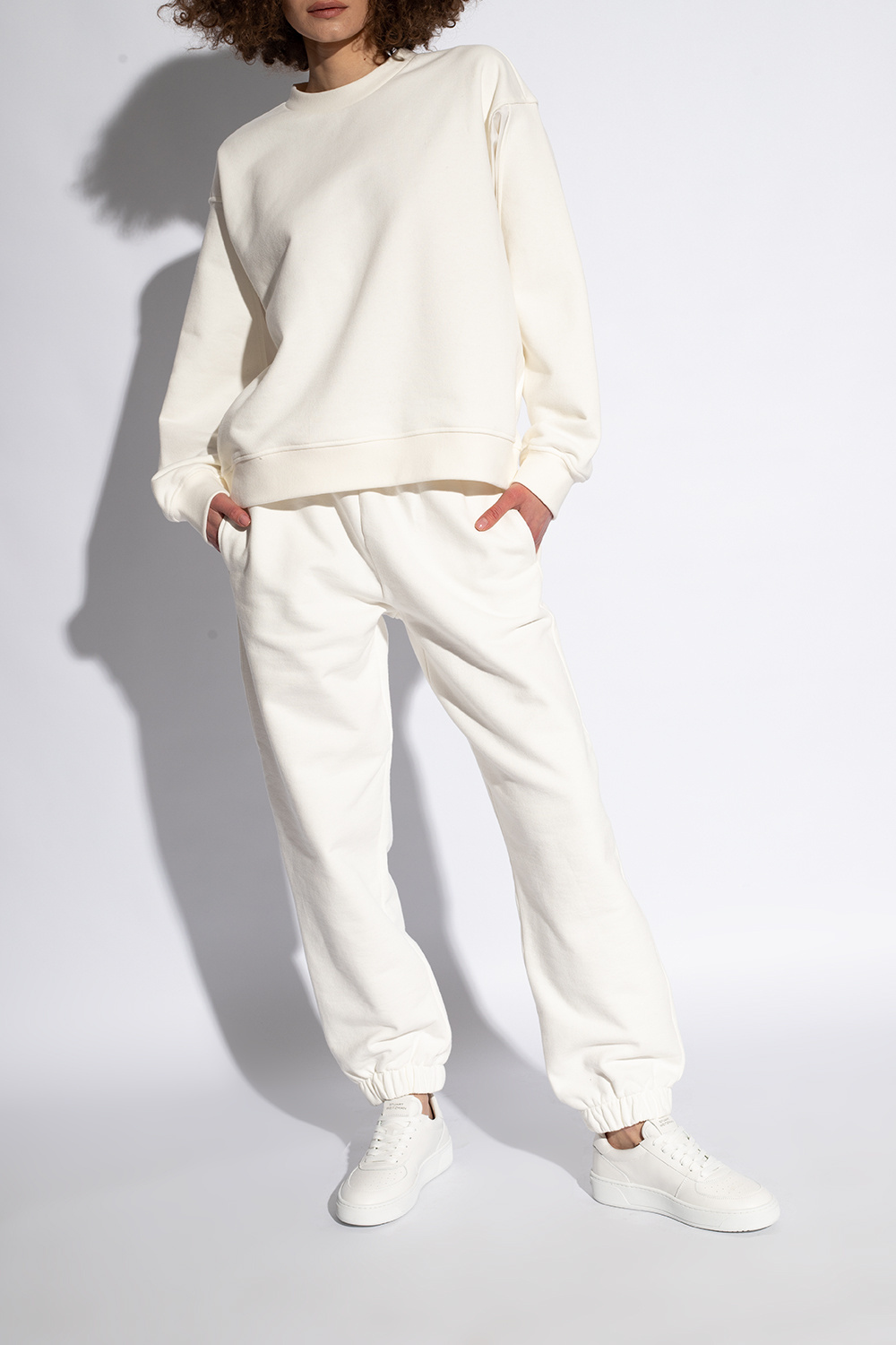 Stuart Weitzman Courtside Monogram Low-top Sneakers In White
