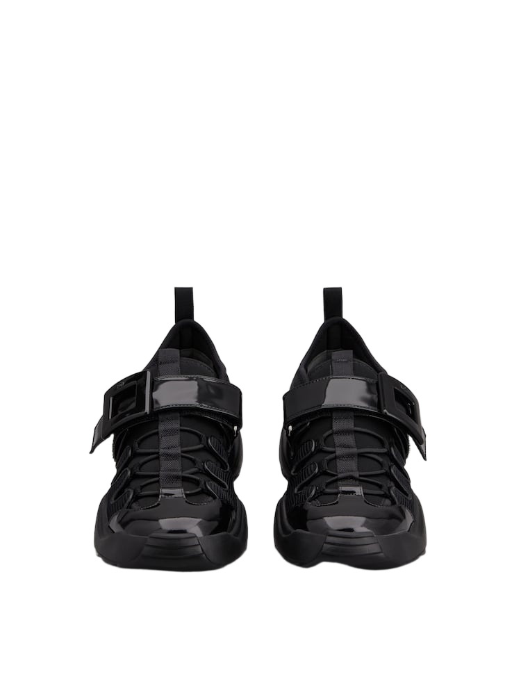 Roger Vivier Viv' On The Run Trekky Sneakers In Fabric And Patent Leather In Black