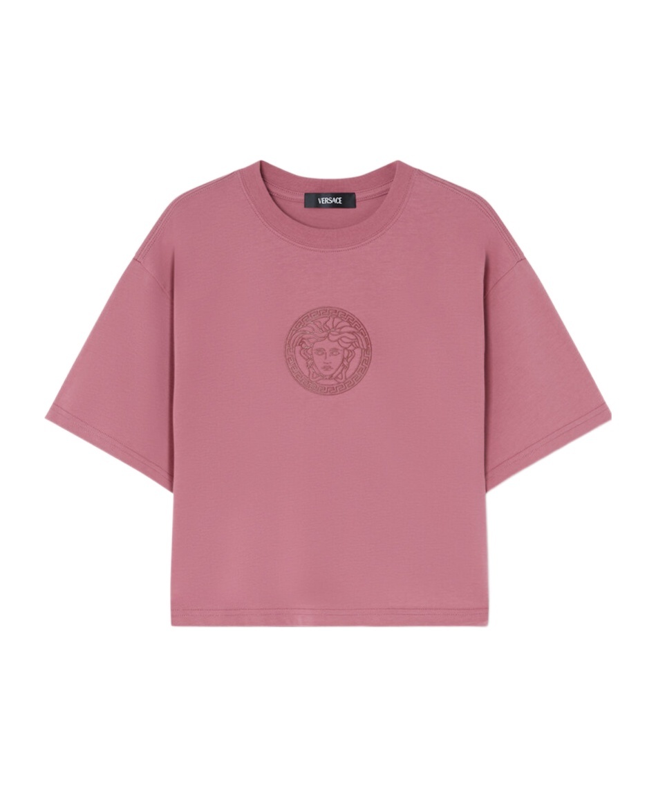 Versace Short Short-sleeved T-shirt In Pink