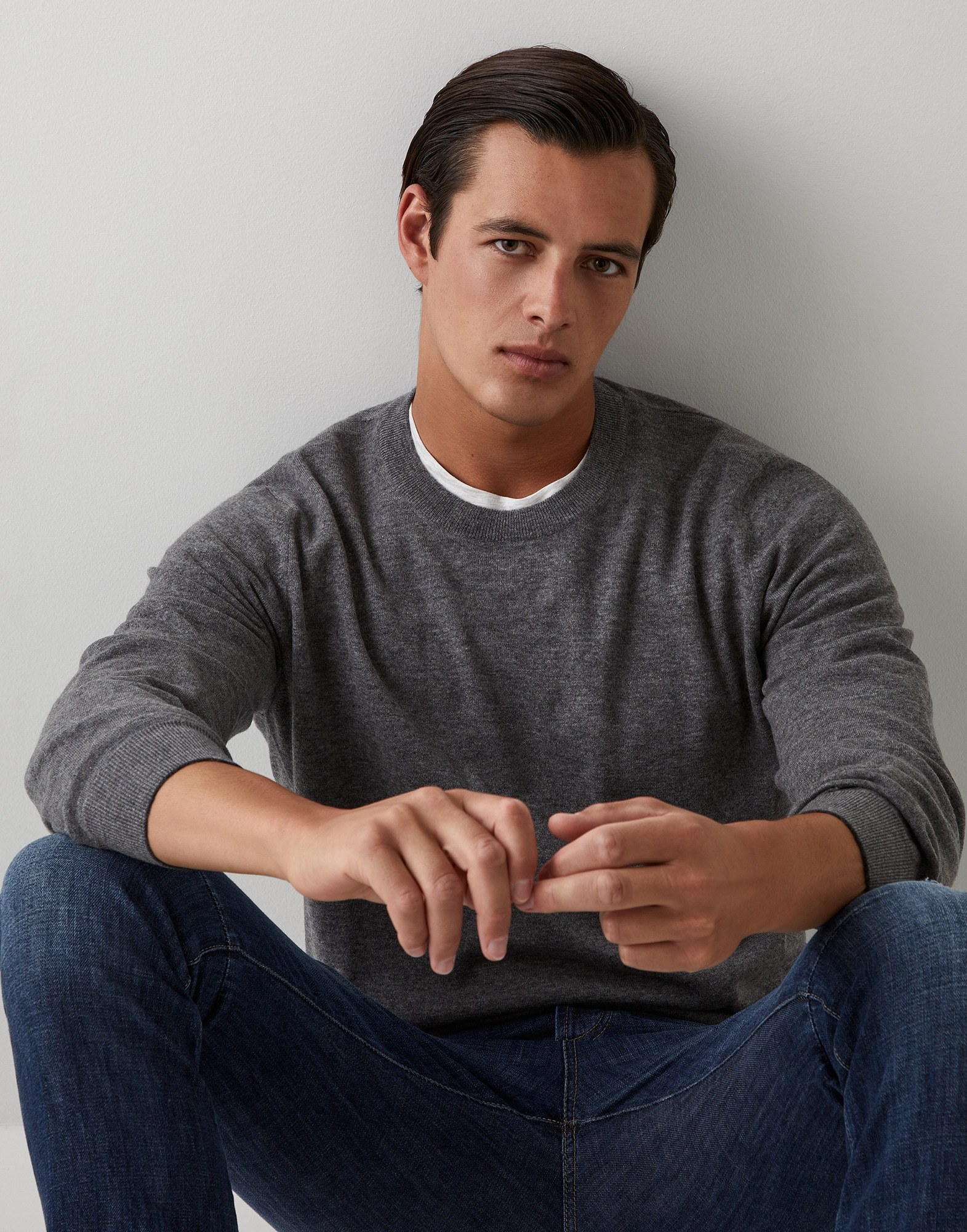 Brunello Cucinelli Long-sleeve Cashmere Jumper In Gray