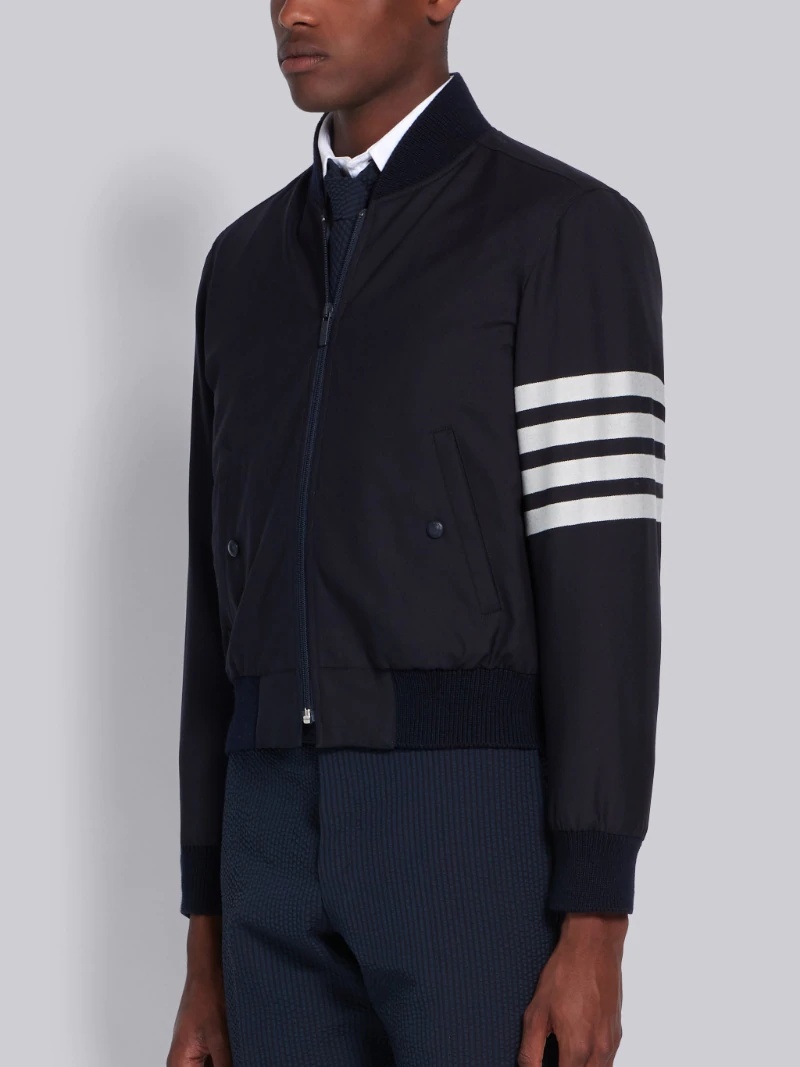Thom Browne 4-bar Plain Weave Suiting Bomber Jacket In Black