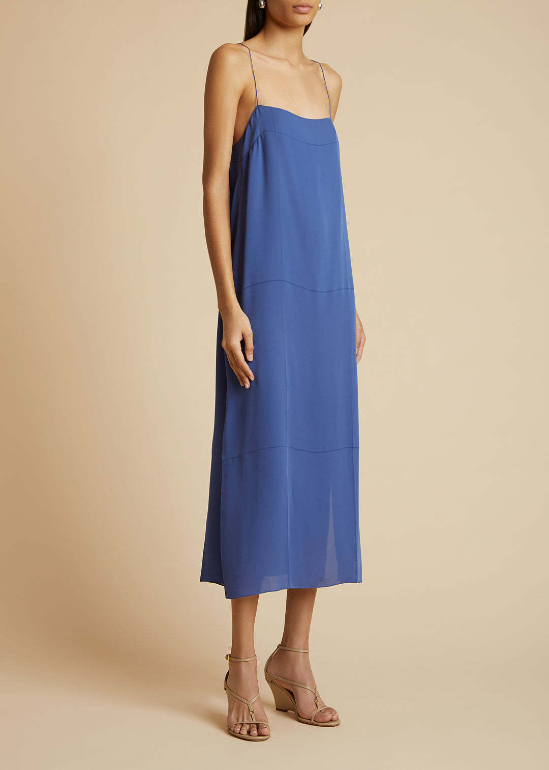 Khaite Woman Midi Dress Azure Size 4 Silk In Blue