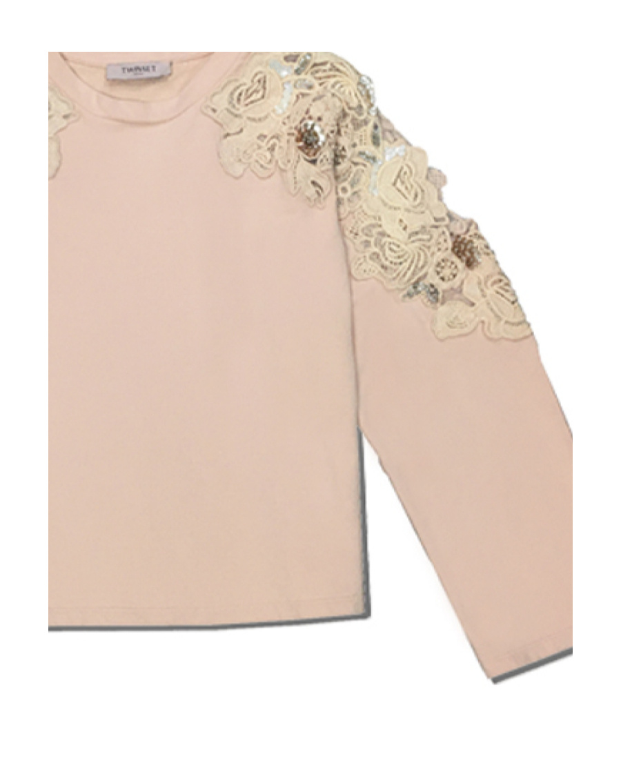 TWINSET LACE DETAIL LONG-SLEEVED T-SHIRT