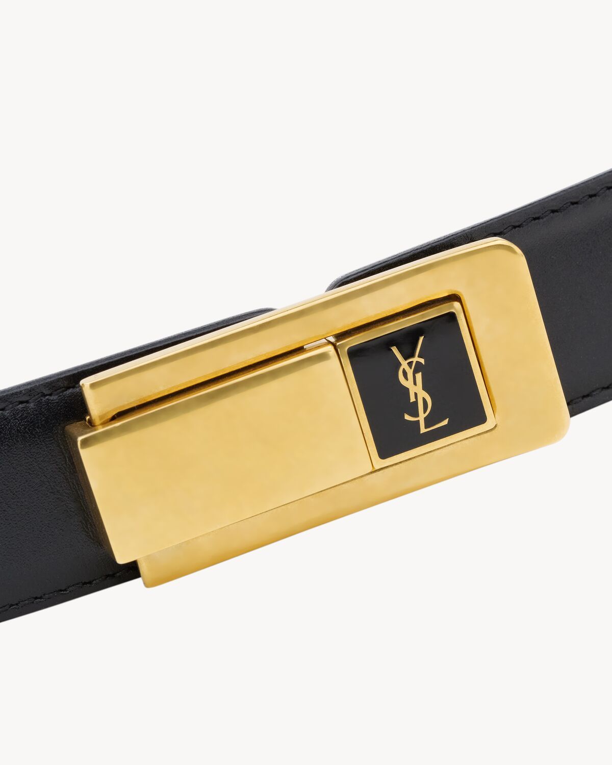 Saint Laurent Logo Belt In Green
