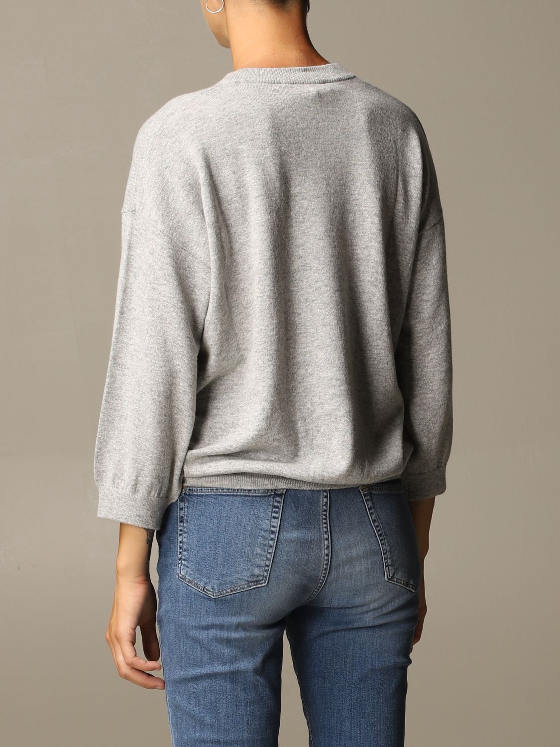 Moschino Crystal Inlaid Logo Pullover In Gray