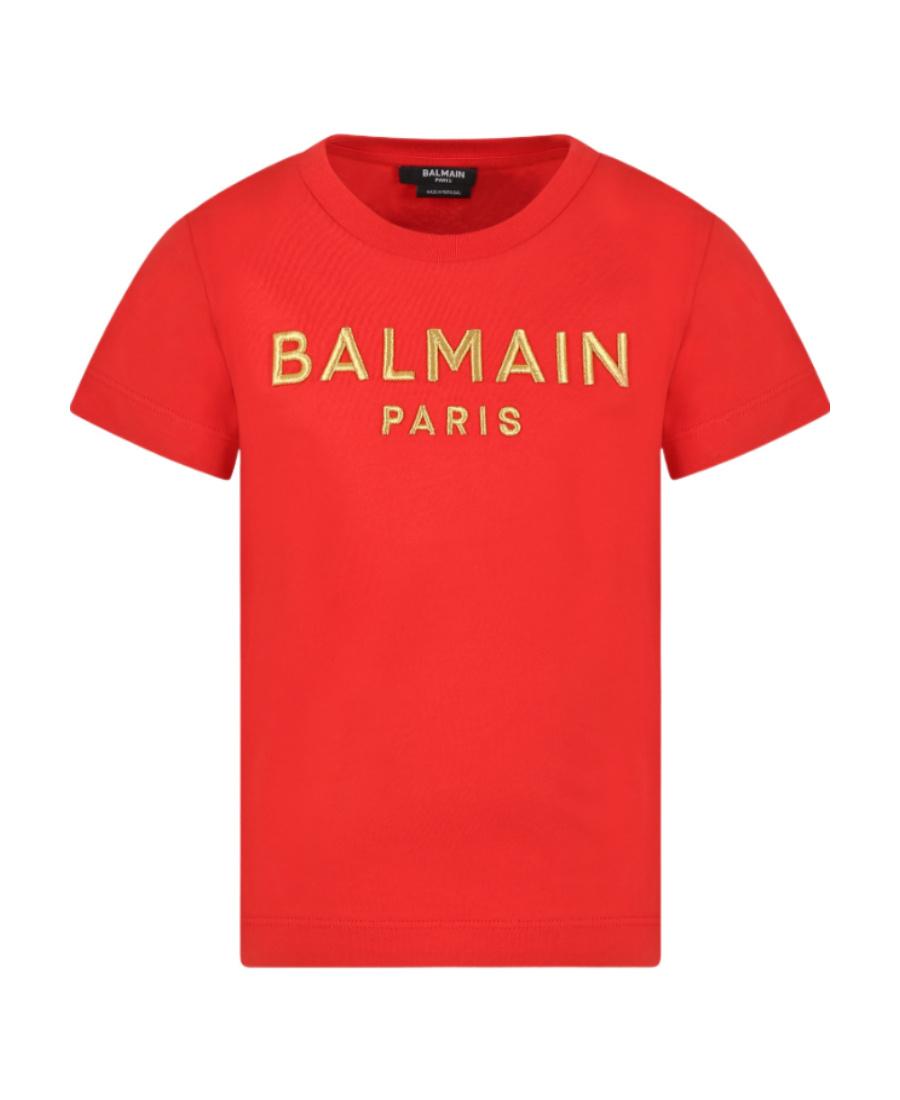 Balmain Embroidered-logo T-shirt In Red