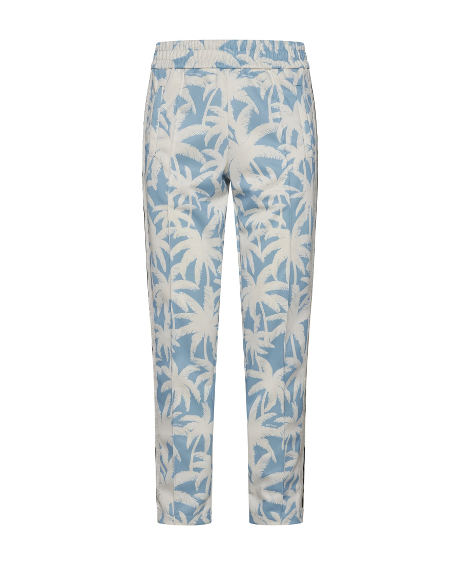 Palm Angels Palm-printed Elasticated Waist Track Pants In Gray