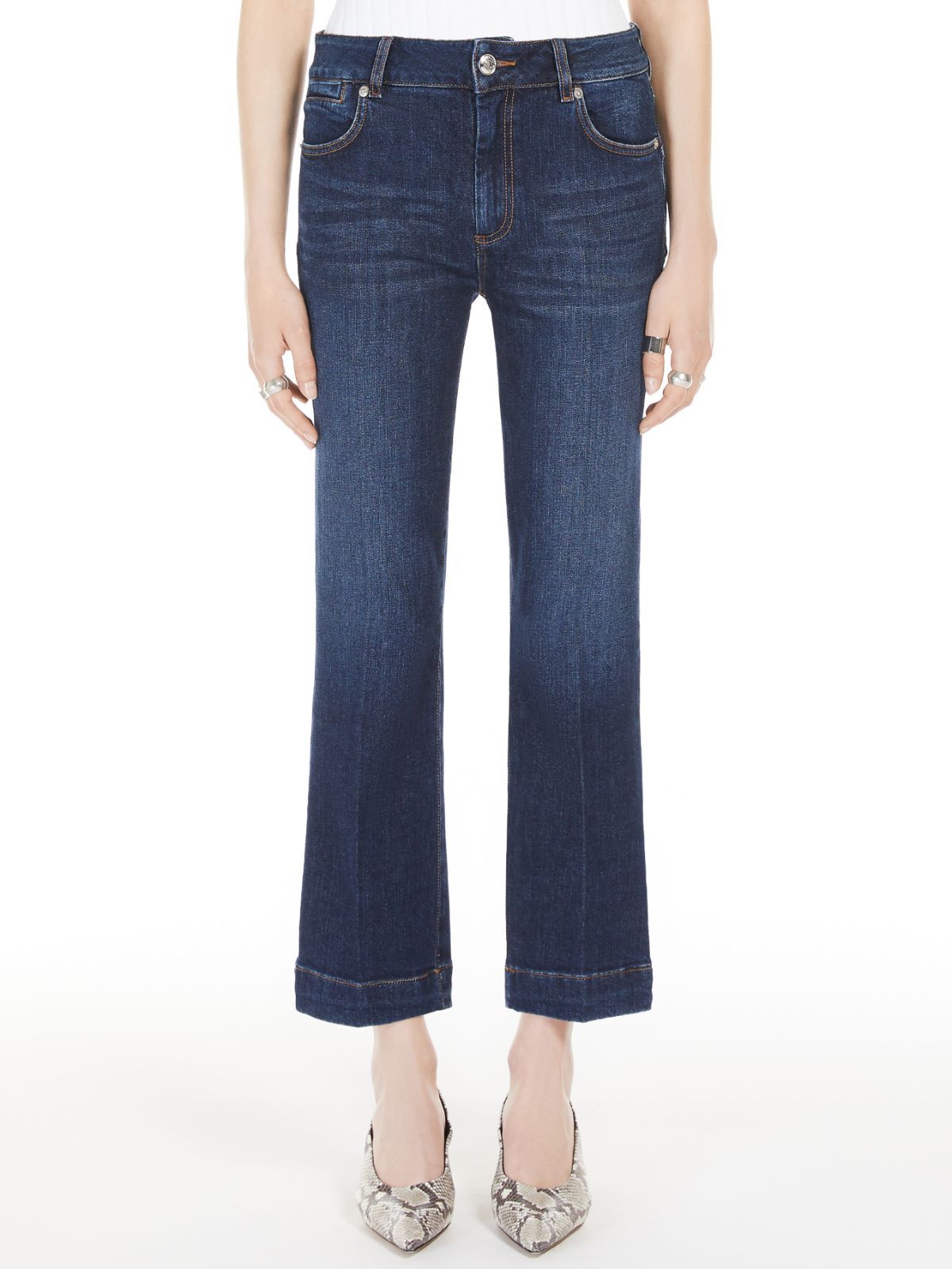 Sportmax Perfect Fit Stretch Denim Crop Jeans In Blue