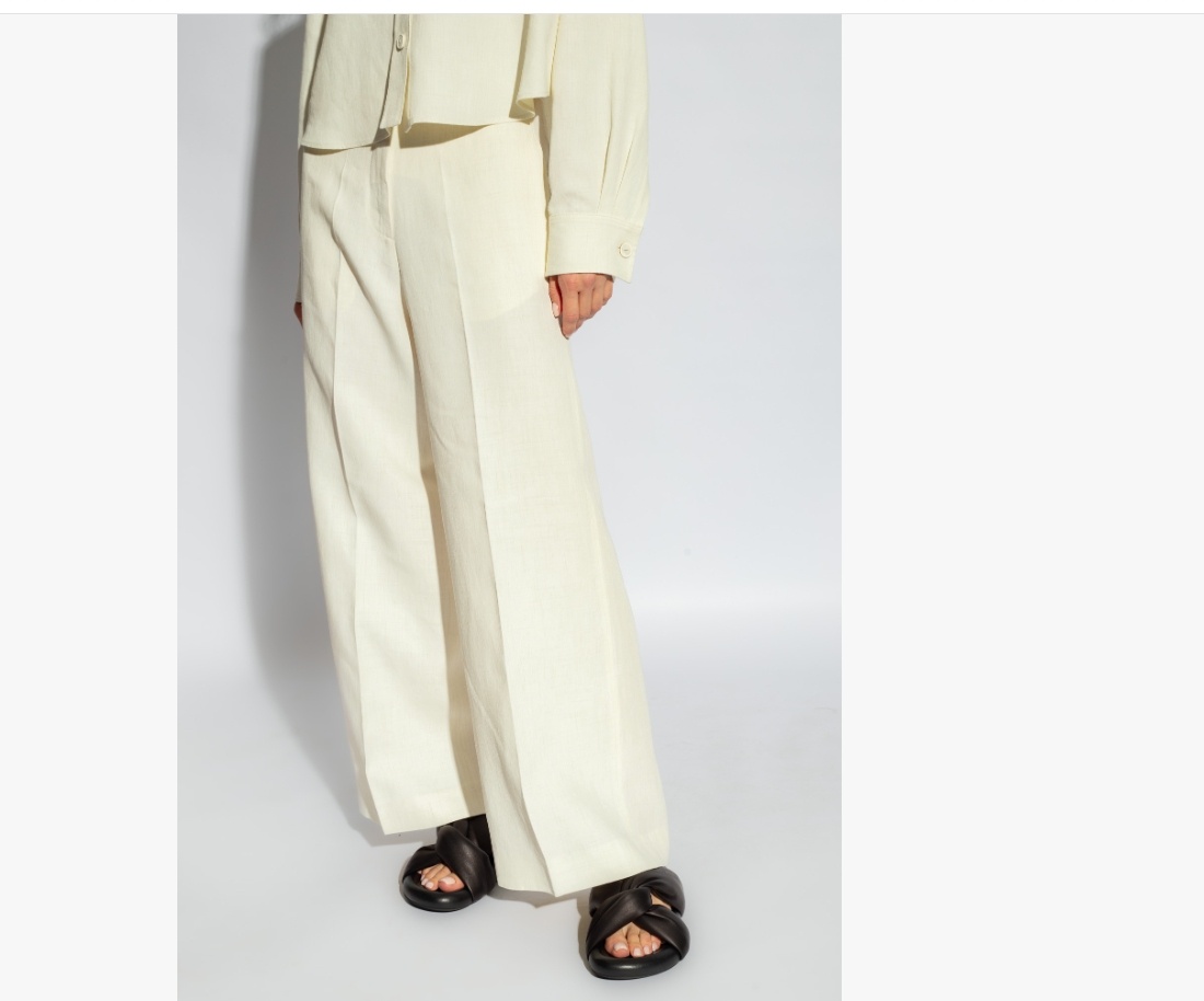 Fabiana Filippi High-waist Linen Blend Trousers In White