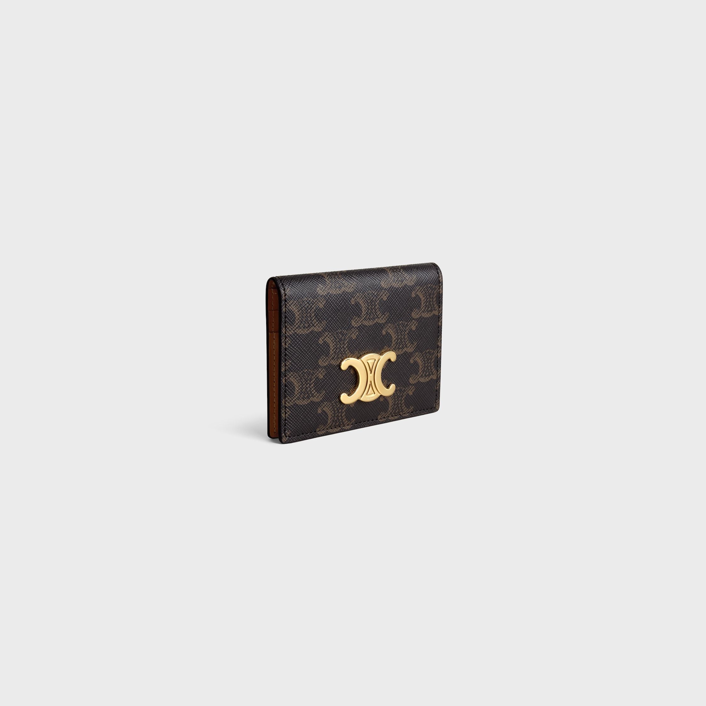 Celine Bi-fold Card Holder In Triomphe Canvas In Brown