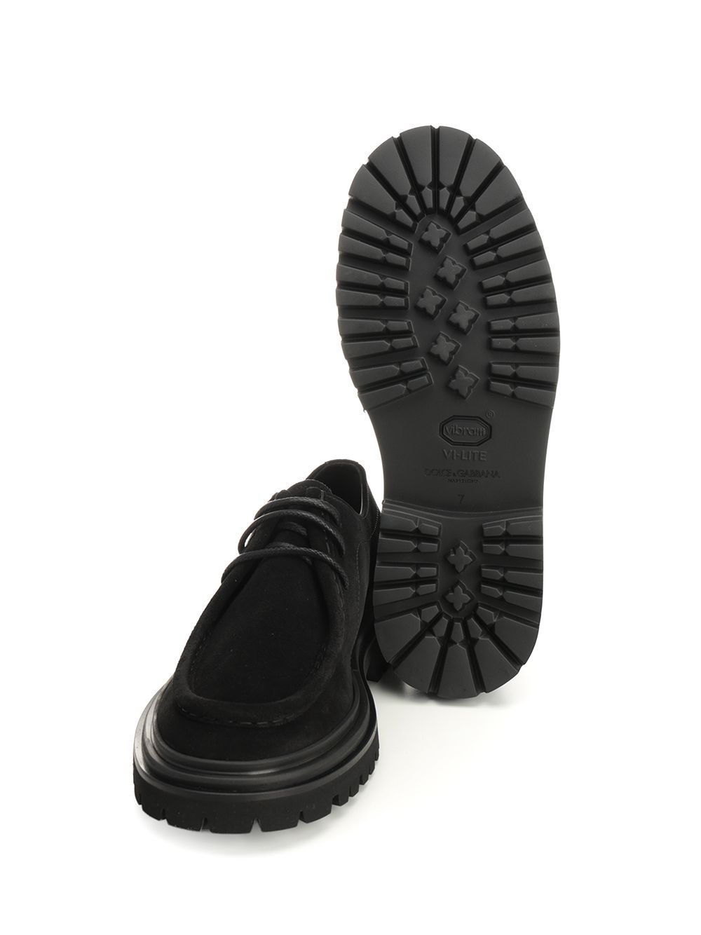 Dolce & Gabbana Polished Derby Shoes In Calf Leather In Black