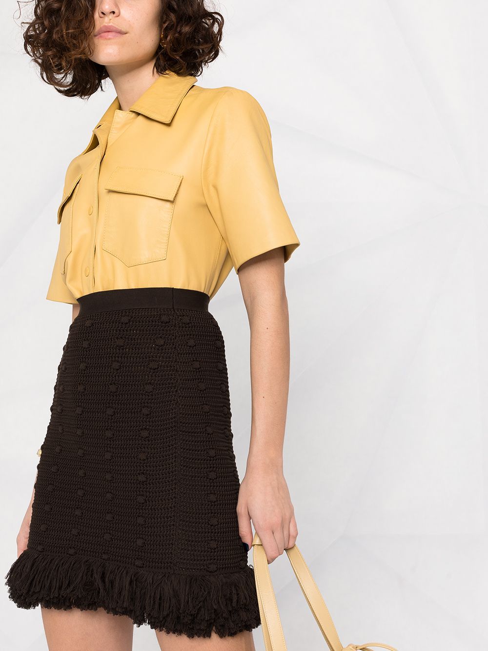 Shop Bottega Veneta Polka Dot Knitted Skirt In Black