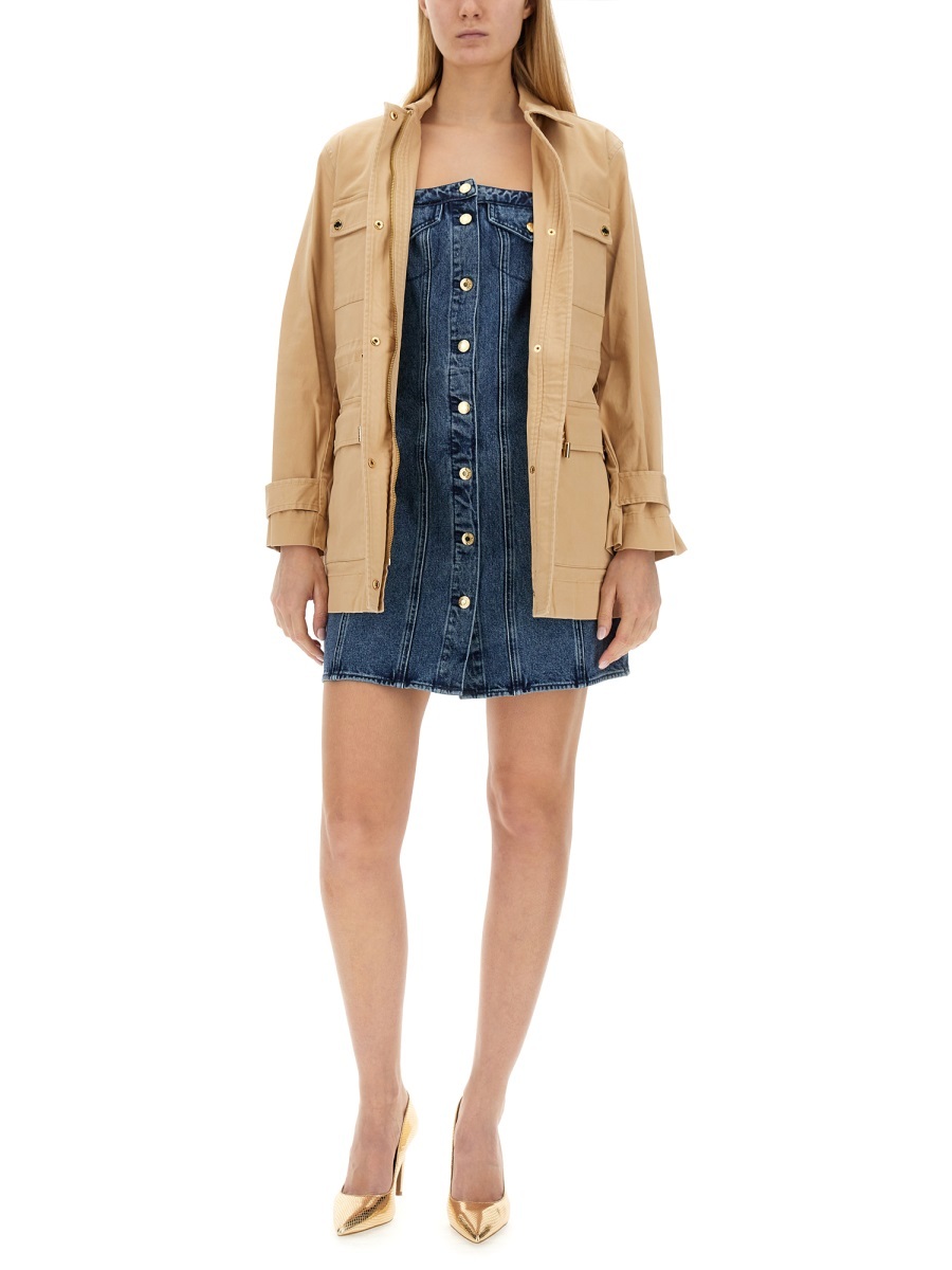 Michael Michael Kors Cargo Pocket Jacket With Classic Collar In Brown