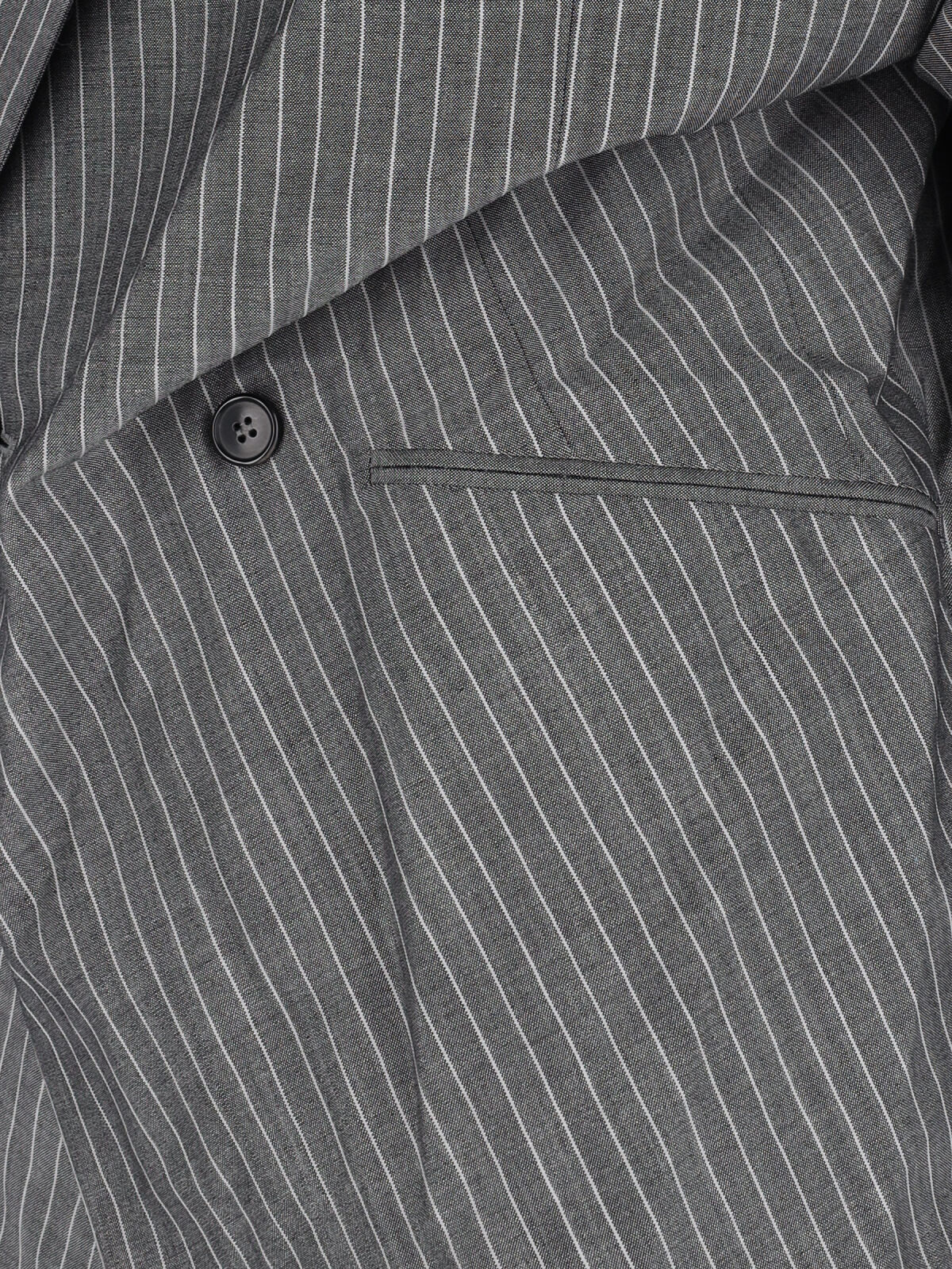 Hed Mayner Double-breasted Tailored Blazer With Pinstripe Pattern And Draped Details In Gray