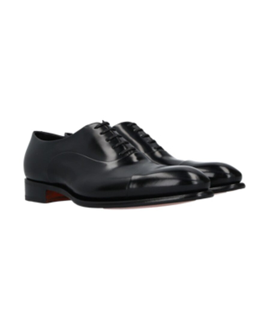 Santoni Round Toe Slip-on Oxford Shoes In Black