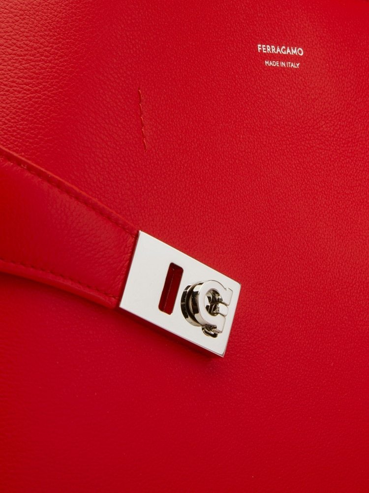 Ferragamo Hug Small Leather Top Handle Bag In Red