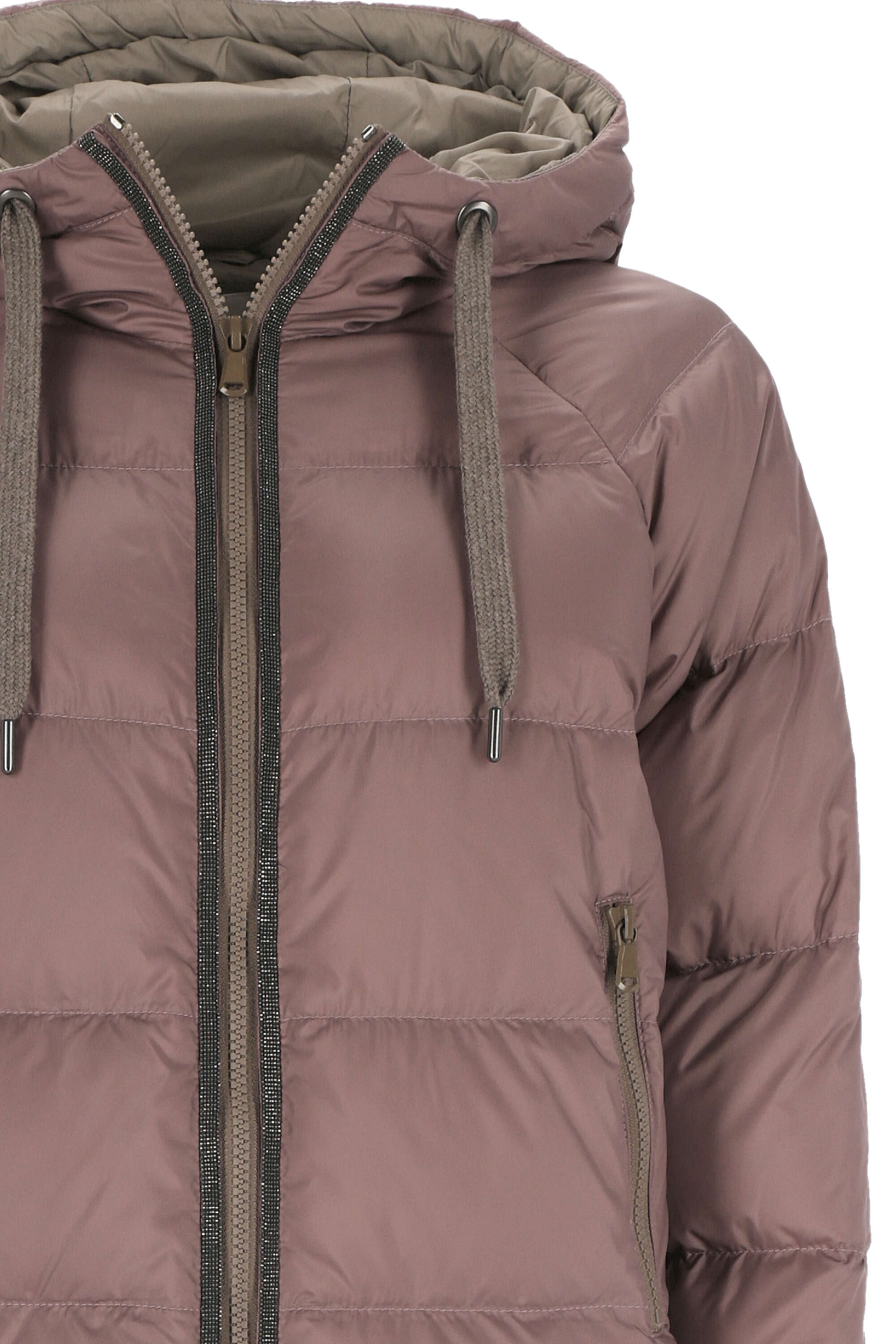 Brunello Cucinelli Drawstring Hooded Down Jacket In Purple