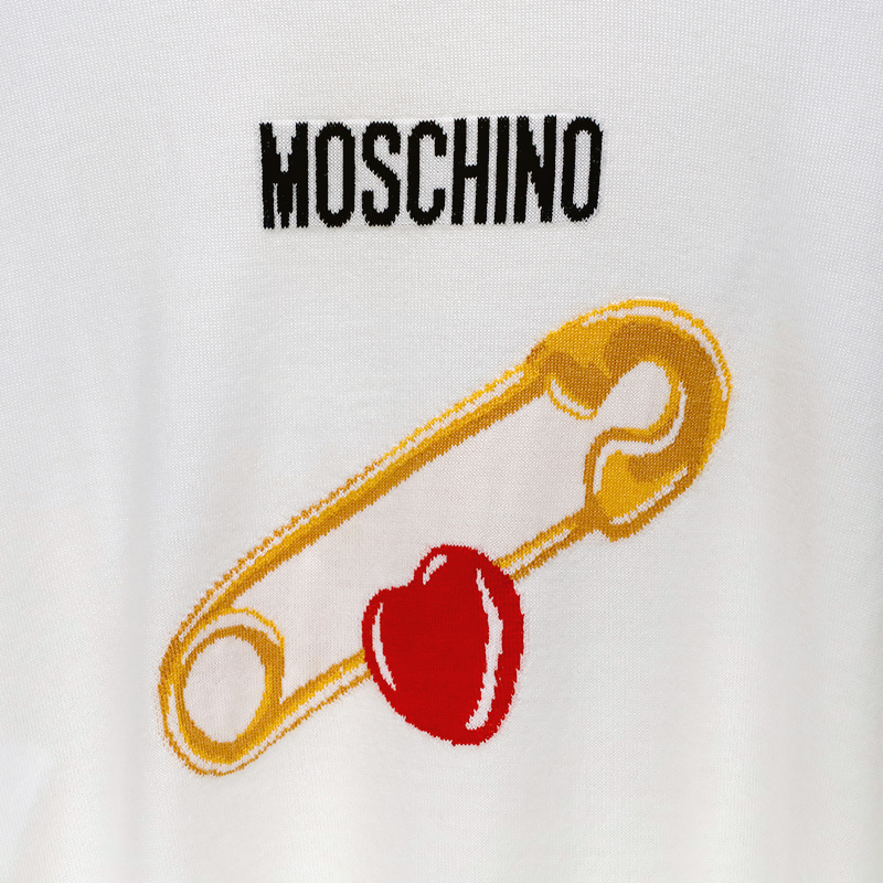 Moschino Round-collar And Long-sleeved Sweater In White
