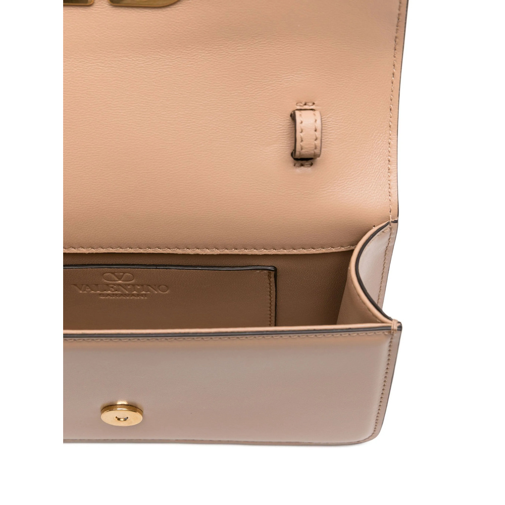 Valentino Vlogo-signature Leather Shoulder Bag In Brown