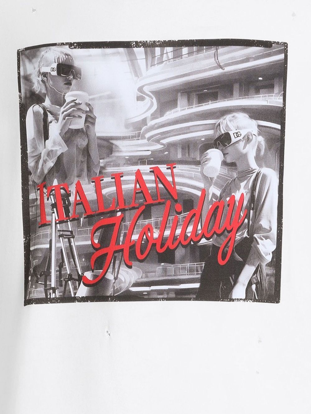 Dolce & Gabbana White Cotton Italian Holiday Print T-shirt