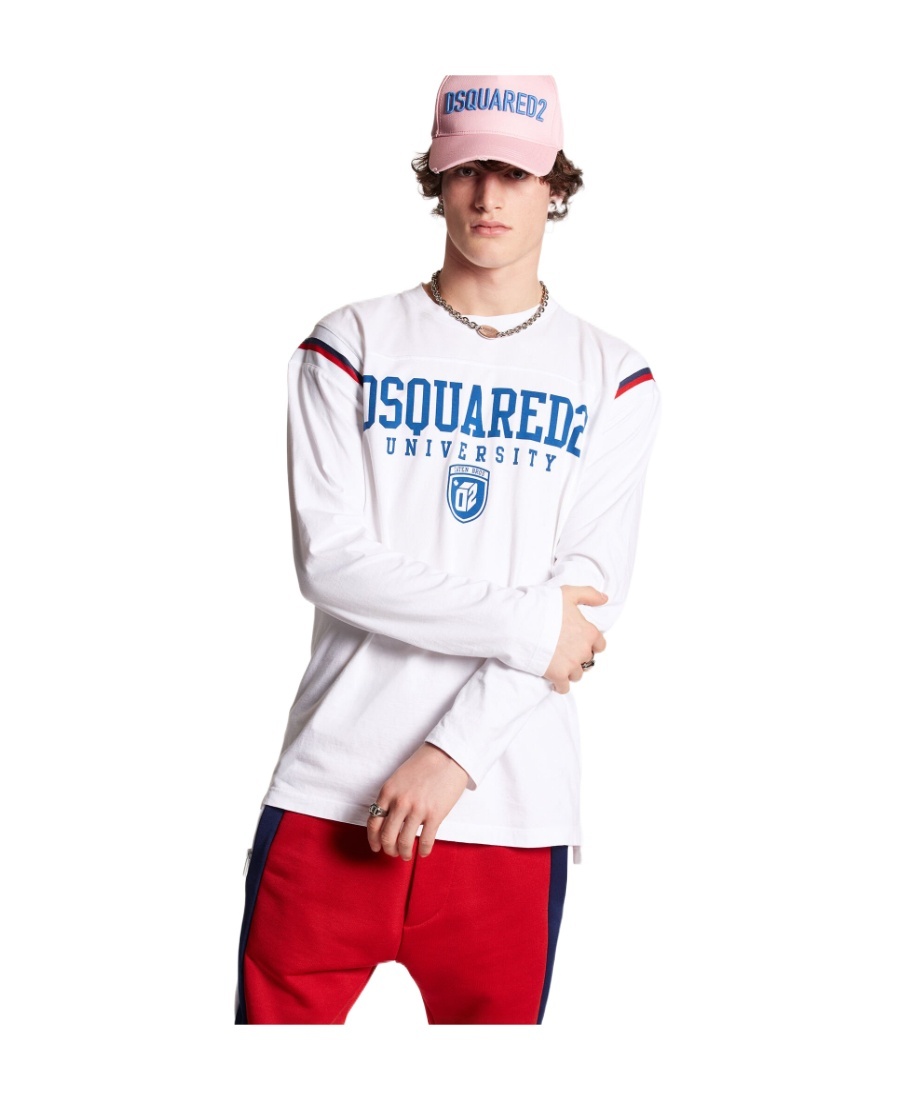 Dsquared2 Varsity Logo Long Sleeved T-shirt In White