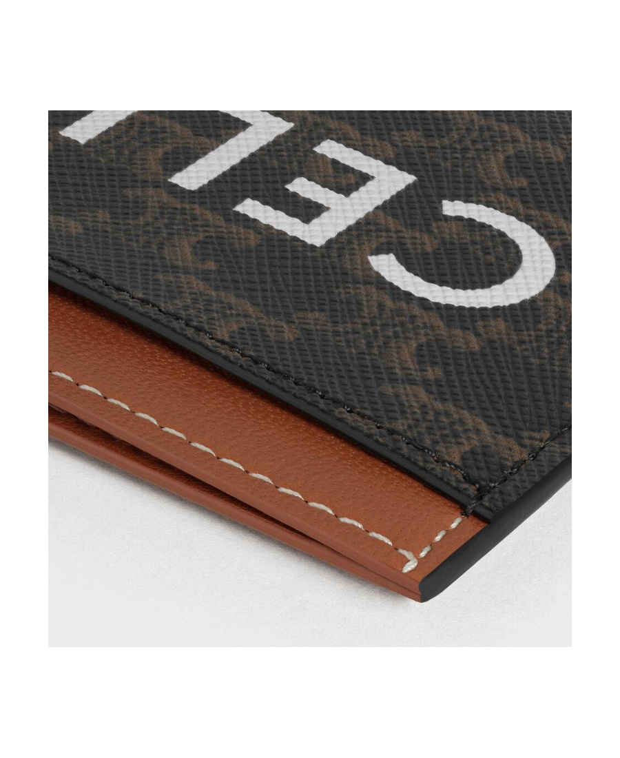 Celine Printed Card Bags With Coated Canvas And Cowhide In Brown