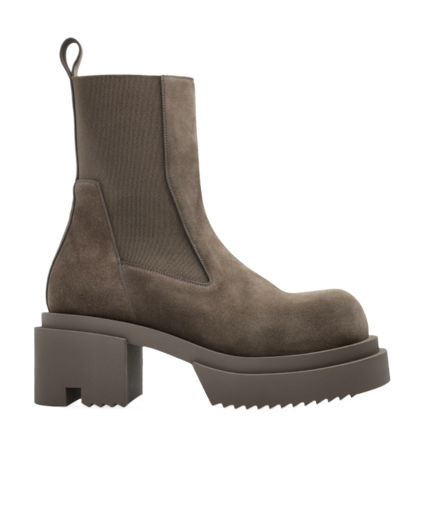 Rick Owens Round Toe Short Boots In Gray