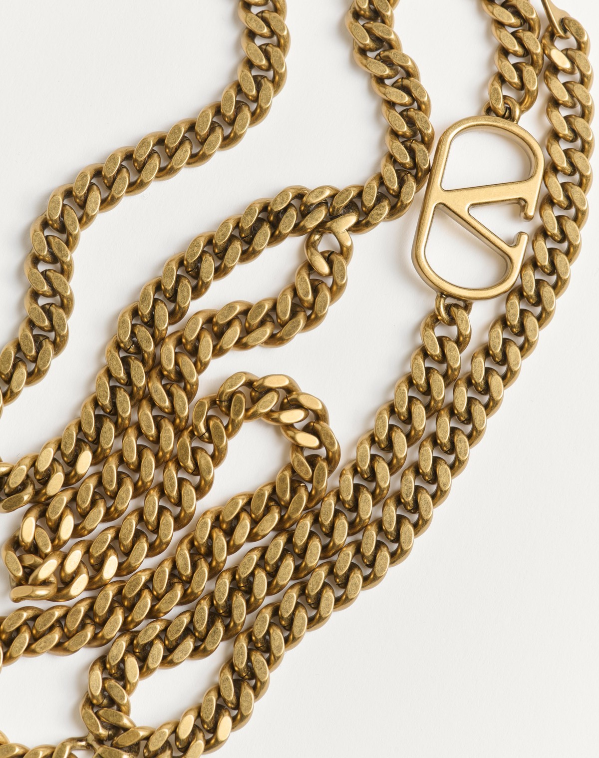 Valentino Garavani Vlogo Signature Chain Belt Woman Antique Gold S In Nude
