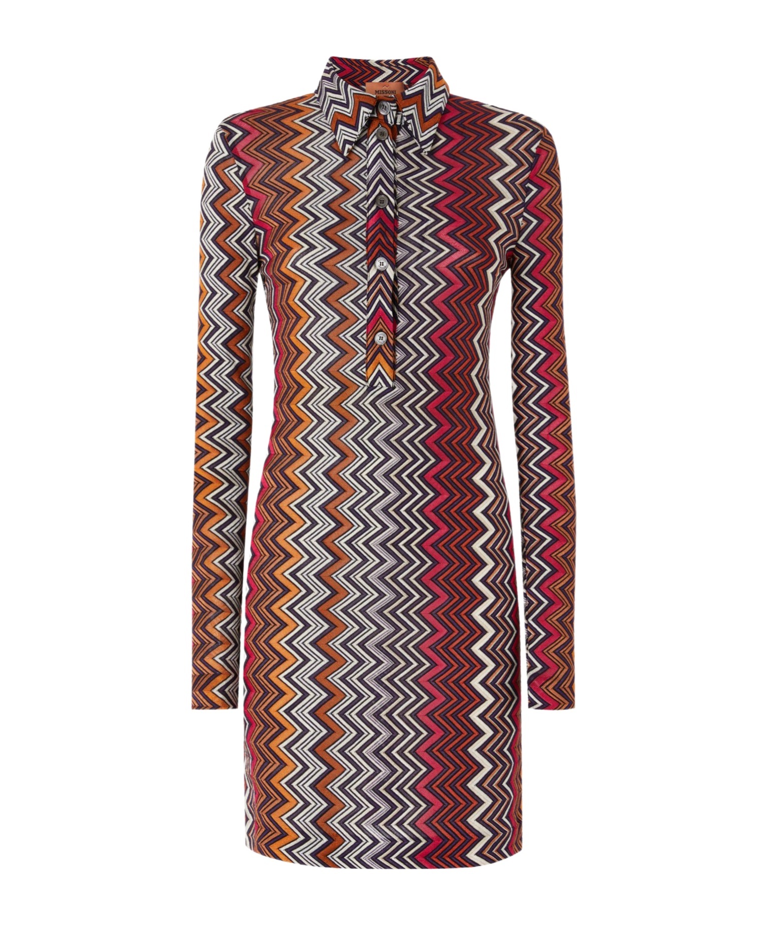 Missoni Polo Cut Dress In Viscose And Zigzag Wool In Multicolor