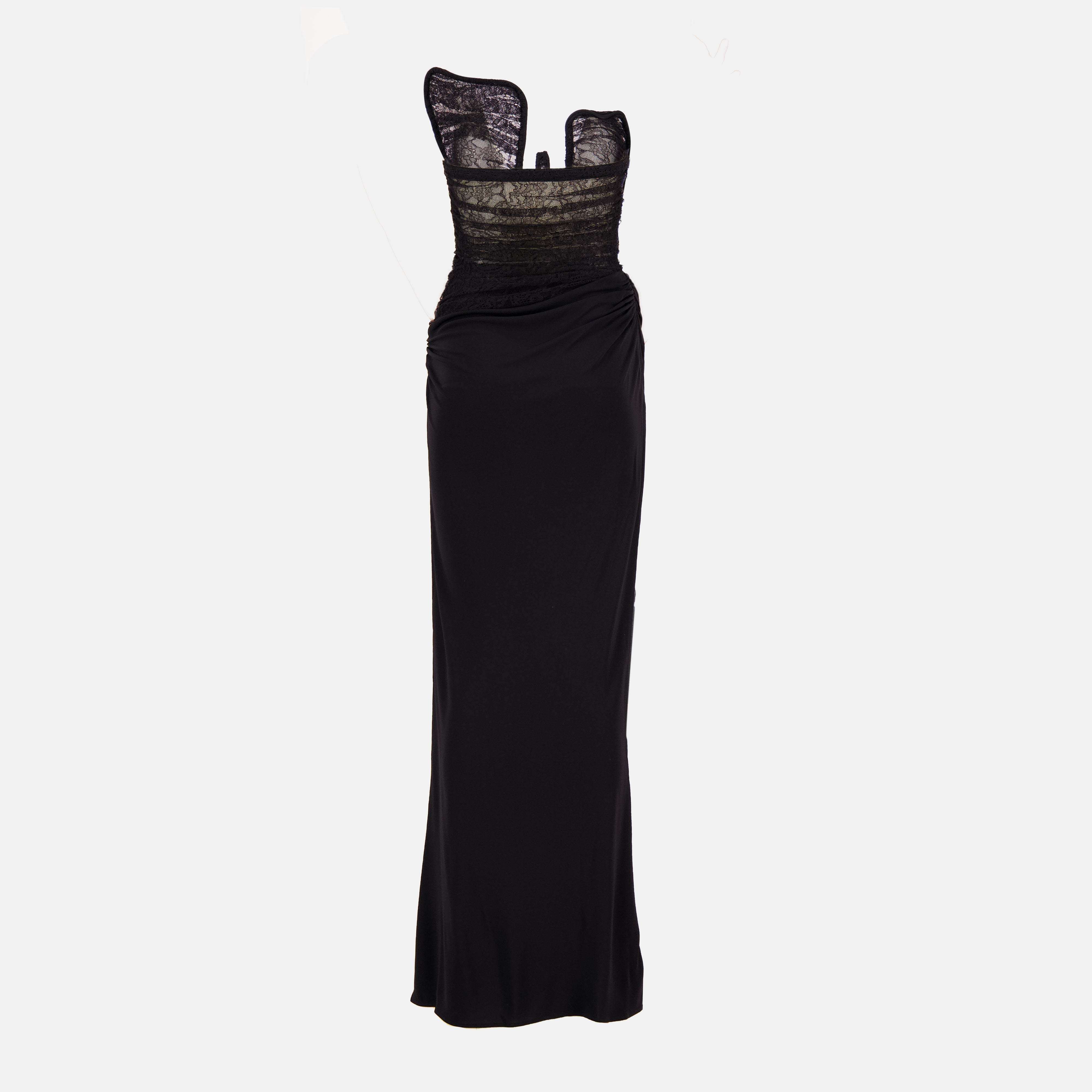 Christopher Esber Lace-bustier Strapless Salacia Gown In Black