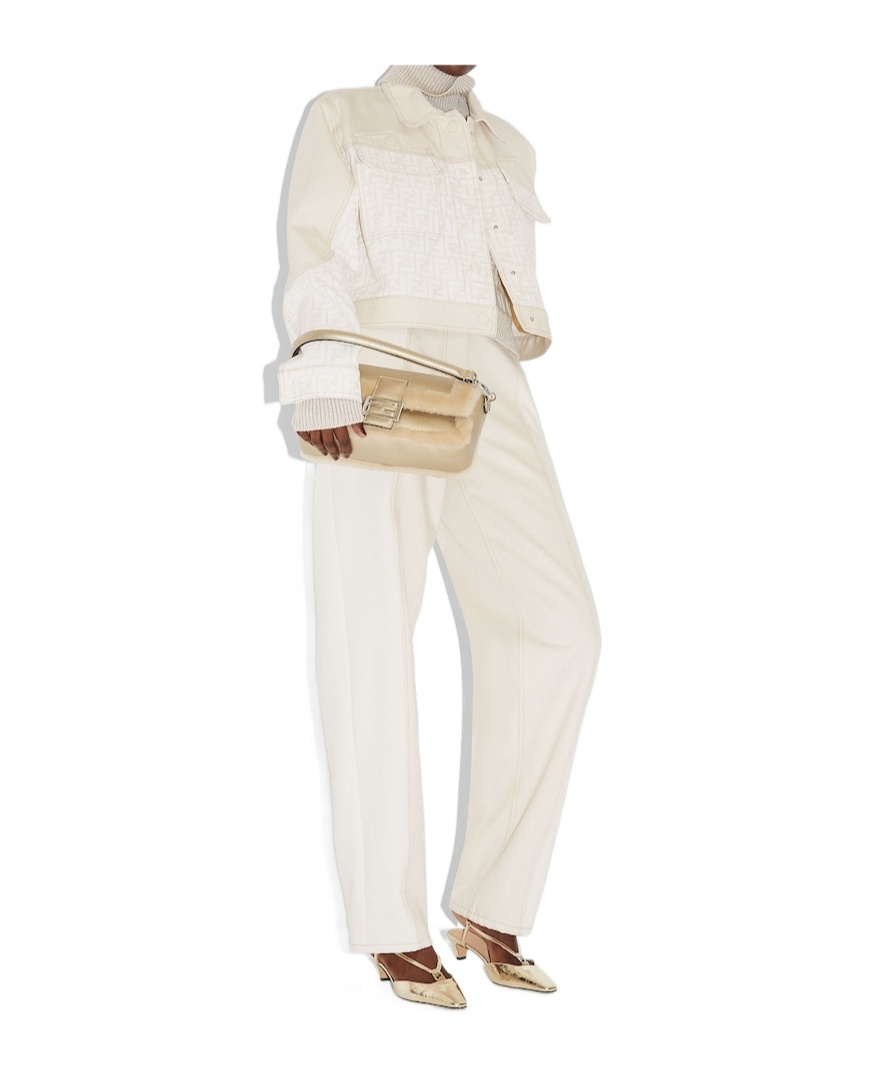 Shop Fendi White Ff Denim Jacket