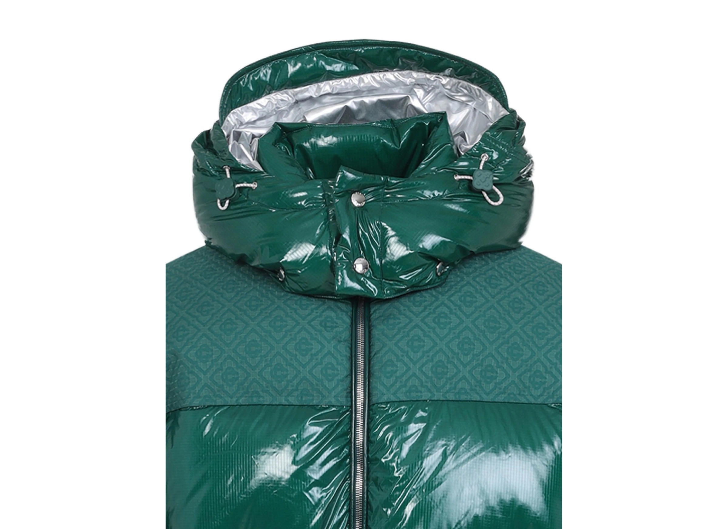 Casablanca Quilted Down-feather Jacket With Glossy Finish In Green