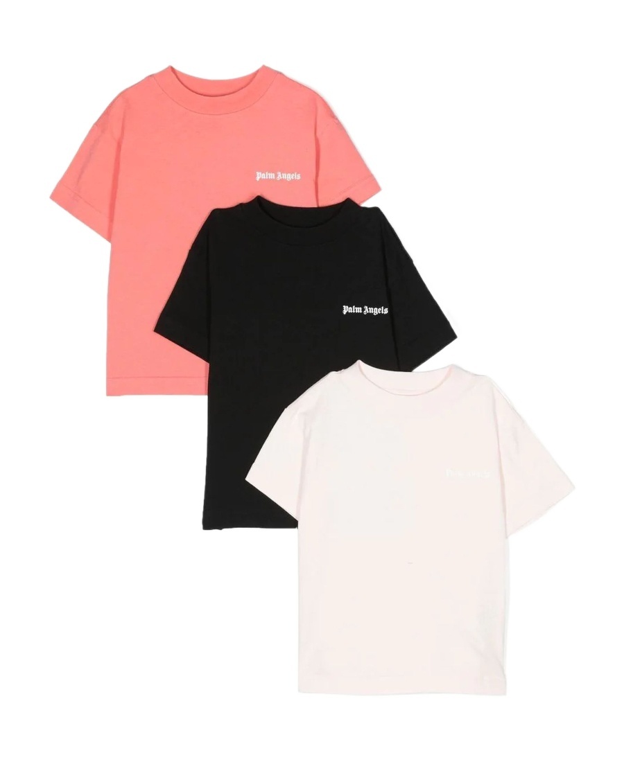 Palm Angels Set-of-three Logo-print T-shirts In White