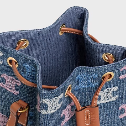 Celine Micro Sailor In Denim With Triomphe All Over In Blue