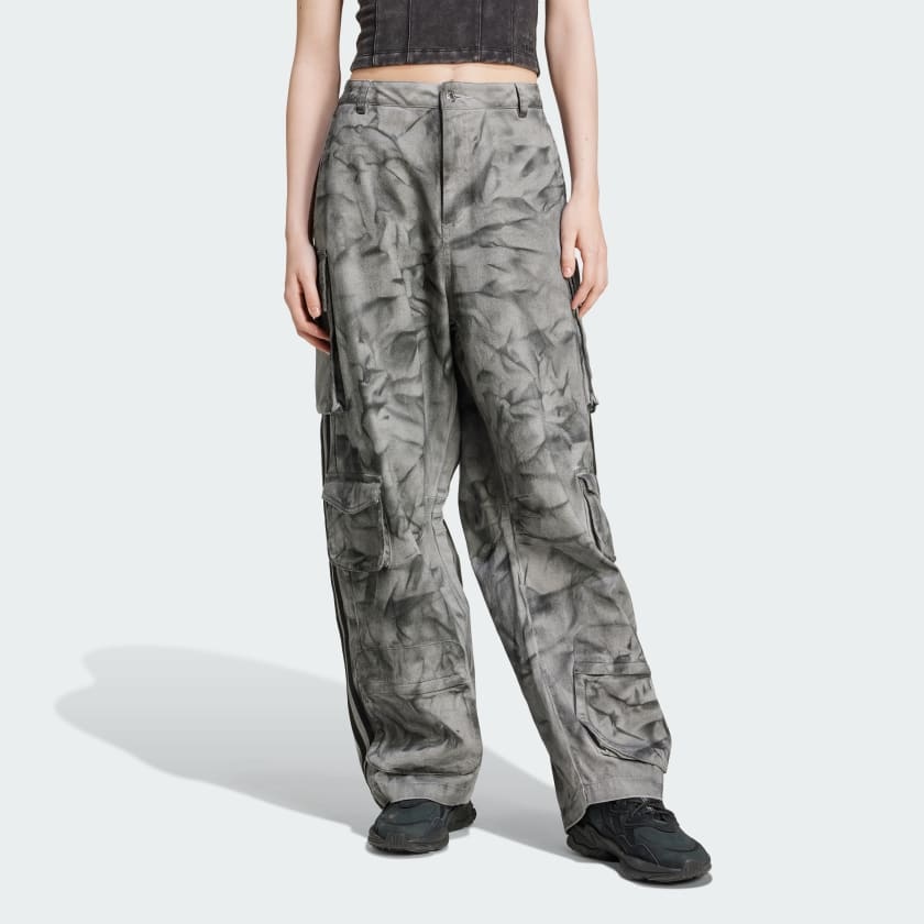 Shop Adidas Originals Camouflage-print Cargo Trousers In Gray
