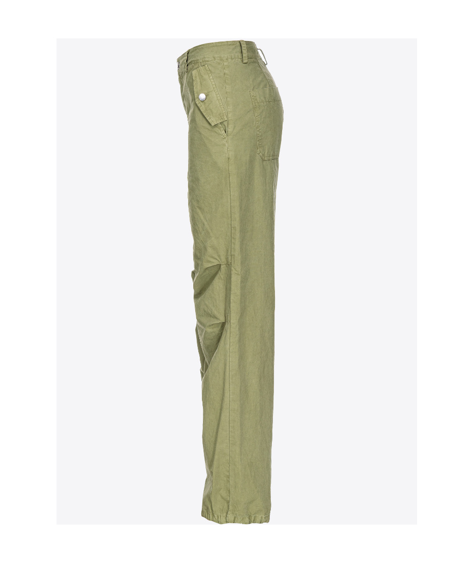 Pinko Mid-rise Cotton Cargo Pants In Green