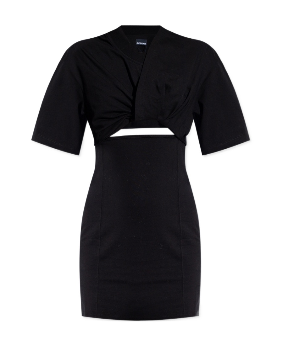 Jacquemus Bahia Twisted Cut-out Mini Dress In Black