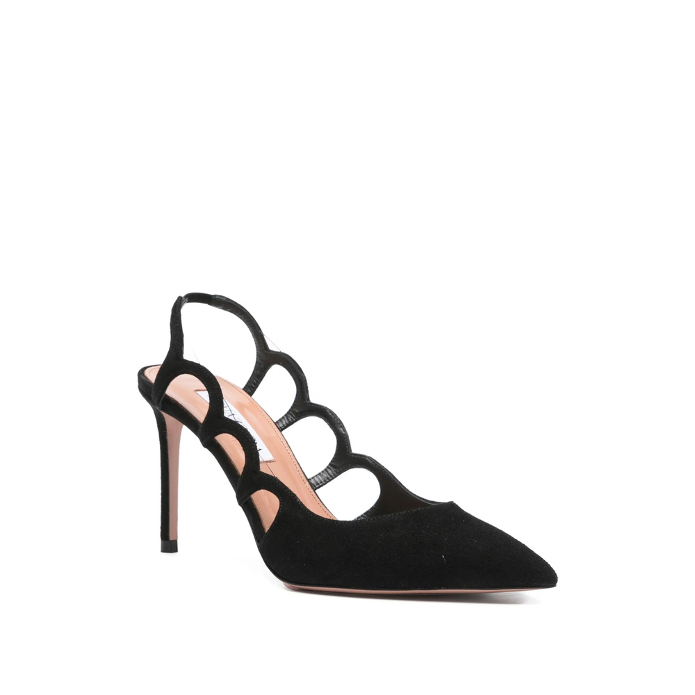 Aquazzura Decollete Bootie Pump 85 In Suede In Black