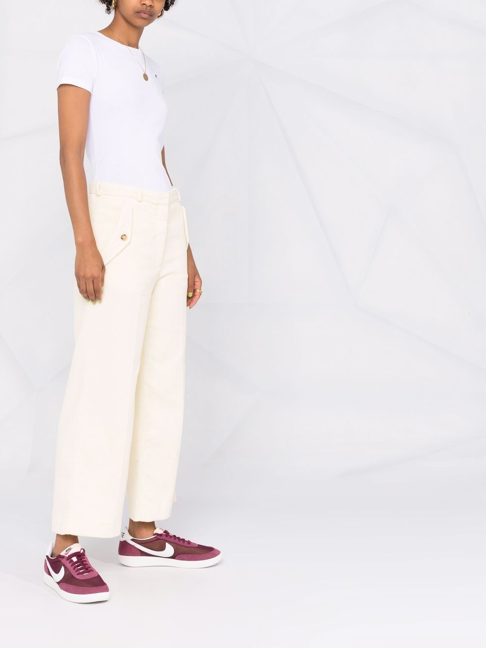 Kenzo Flared Cropped Pants In White