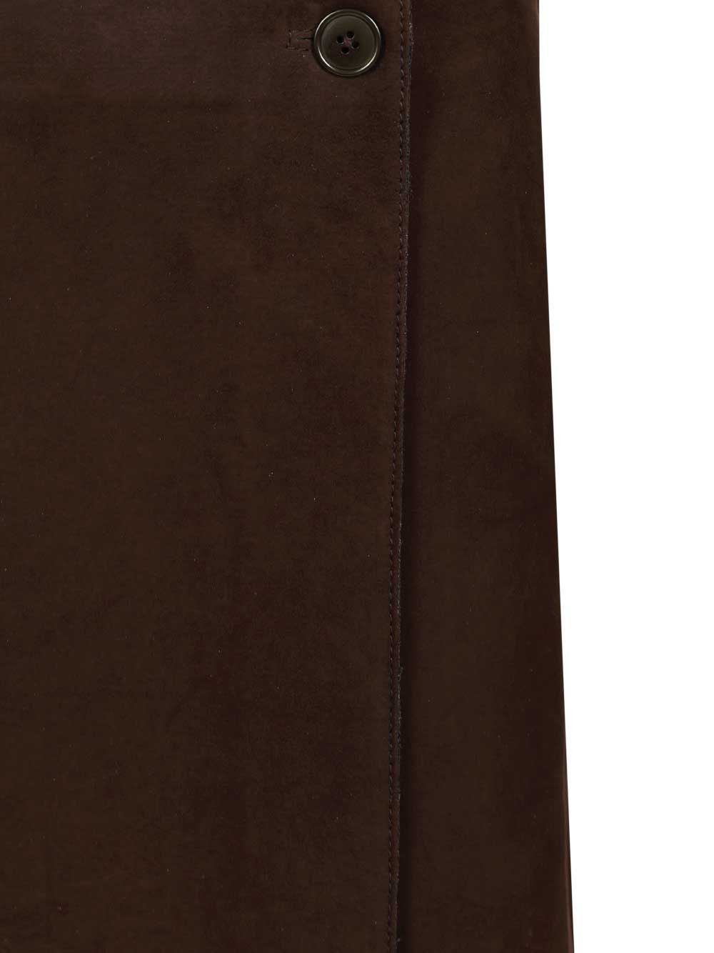 P.a.r.o.s.h Suede Midi Skirt In Brown