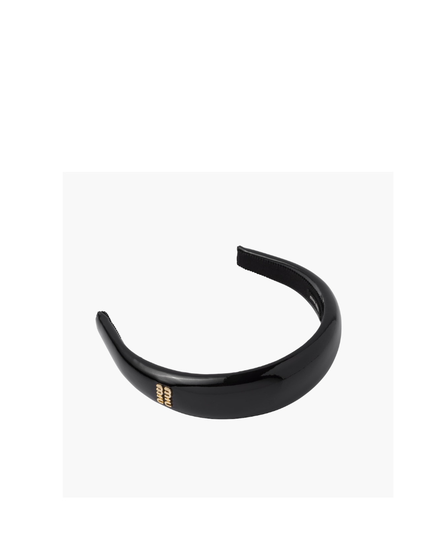 Miu Miu Logo-plaque Leather Headband In Black