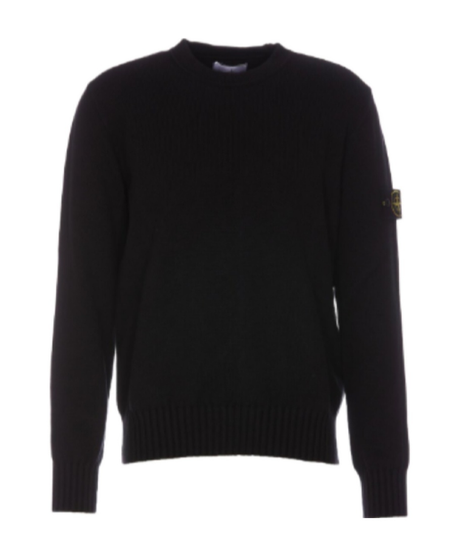 Shop Stone Island Compass-motif Cotton-blend Jumper In Black