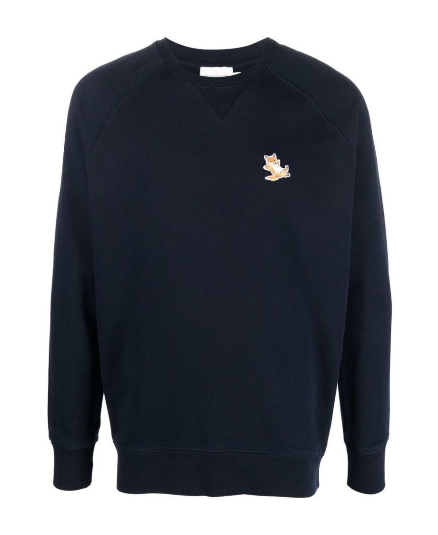 Maison Kitsuné Chest Logo-patch Sweatshirt In Blue